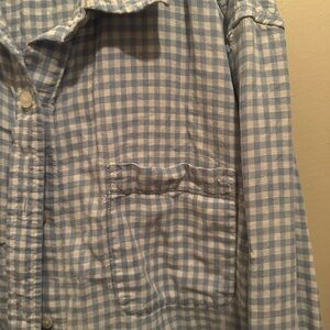 Blue and white cotton gingham button up